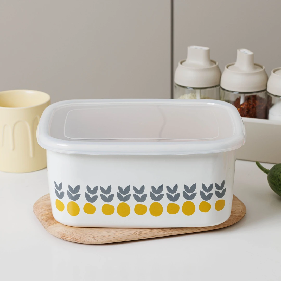 【粉丝福利】 3.2L 橘子花 珐琅搪瓷保鲜盒 数量不多 靠抢