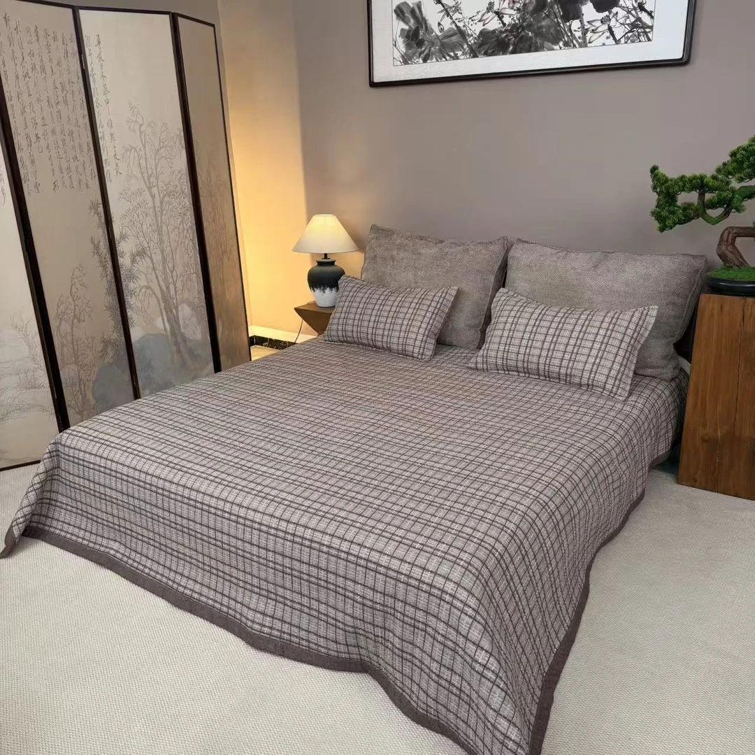 【复古咖格】2025新款四季亲肤柔软防滑床盖床单透气舒适家用卧室