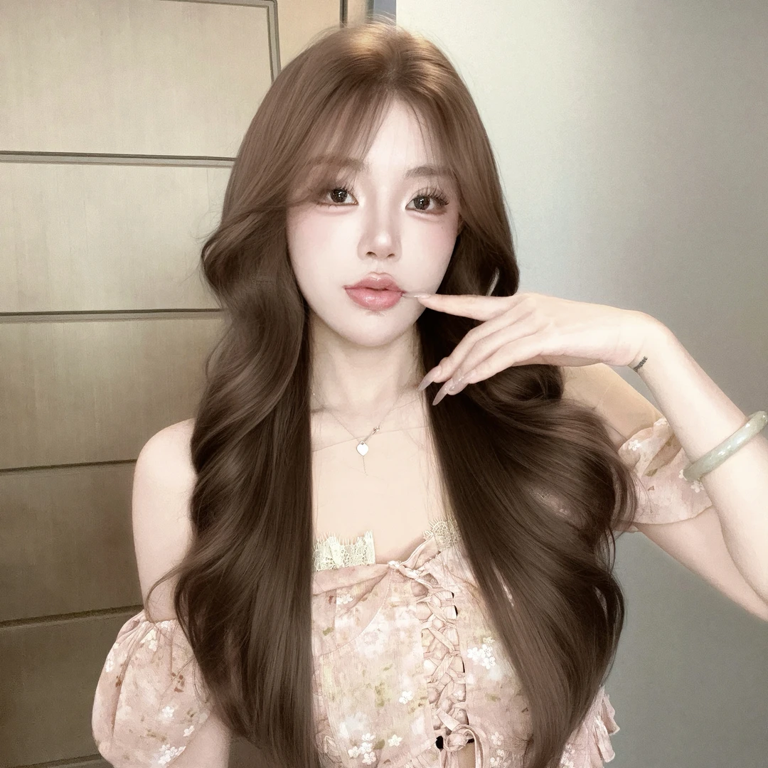 【蜜茶】假发女全头套长卷发头顶蕾丝仿真发韩系气质时尚整顶假发