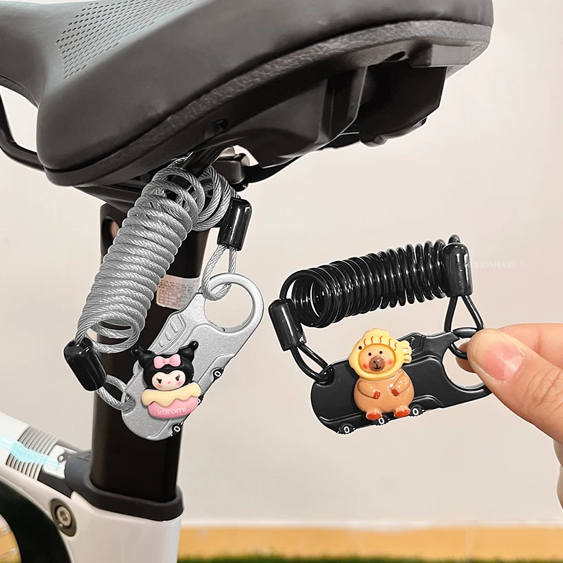 自行车头盔锁防水多功能锁可爱卡皮巴拉单车山地车便携防盗密码锁