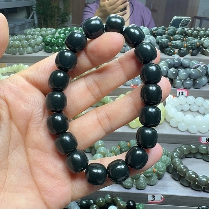 手链未镶嵌和田玉新疆黑青老型卡12