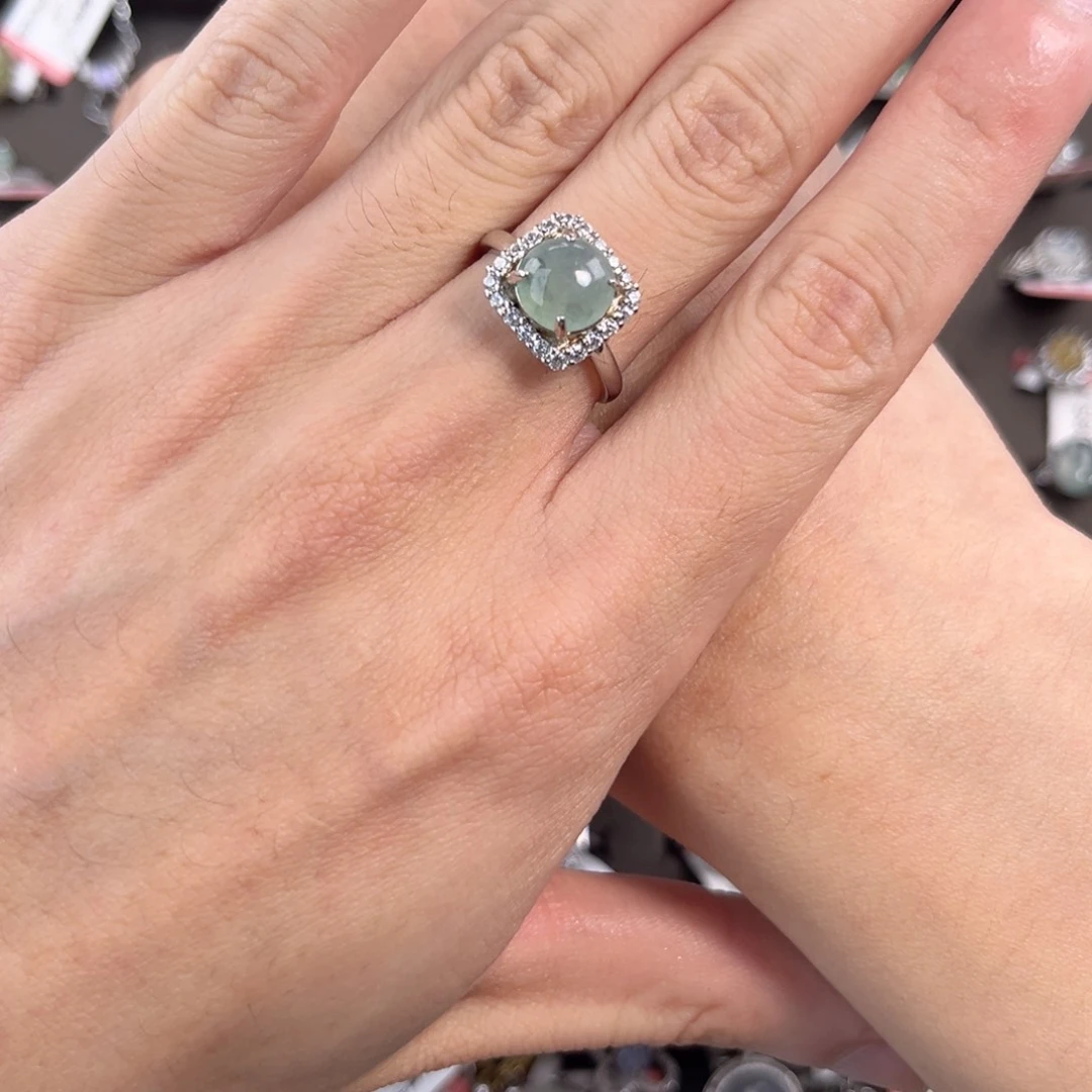 翡翠戒指银S925镶嵌jjmk