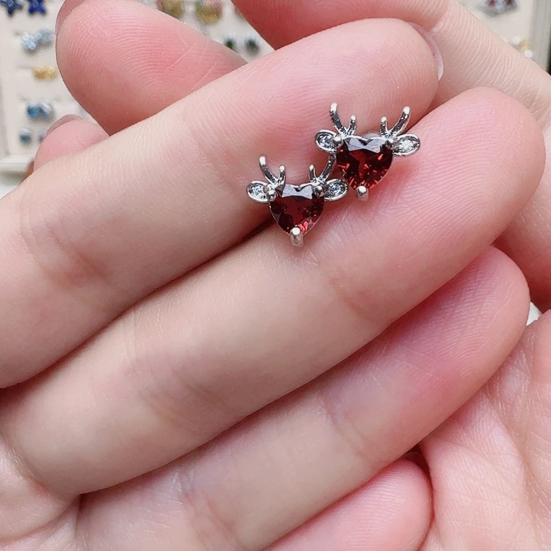 石榴石耳饰未镶嵌耳钉320