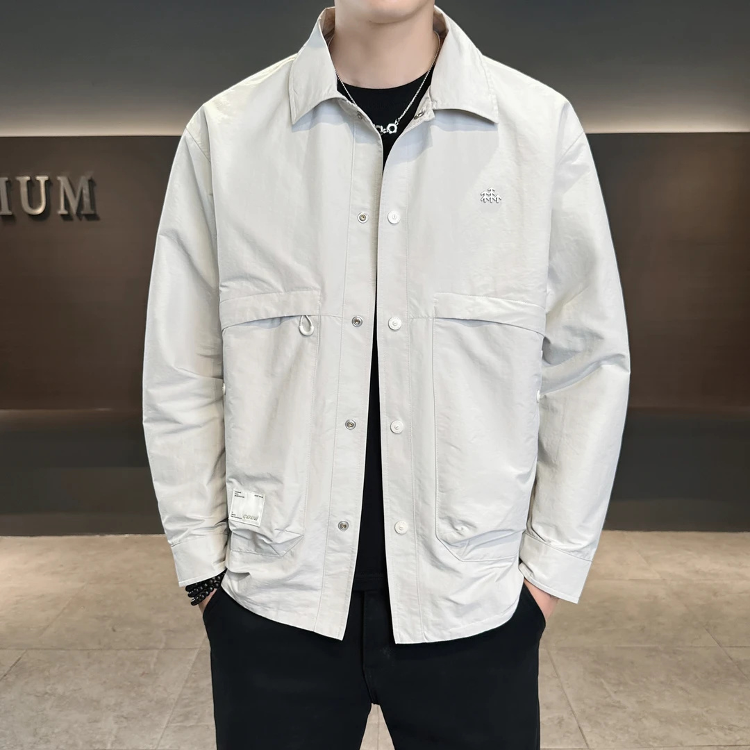 潮流百搭宽松翻领工装上衣男士秋季新款潮流韩版休闲夹克外套810#