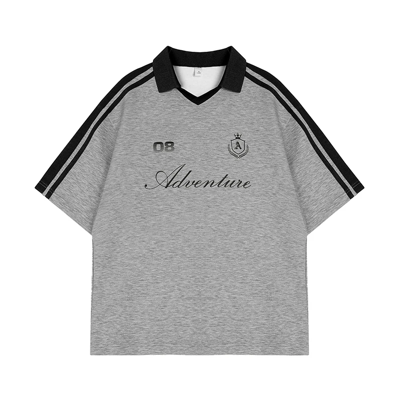 YDY高级感男高美式高街痞帅T恤小众园翻领简约P500