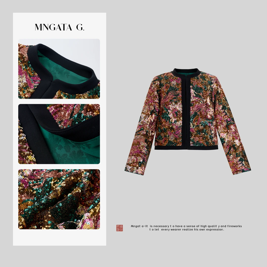 MNGATA G.宫小妍【片霞光】亮片早秋新中式中国风休闲外套5030714