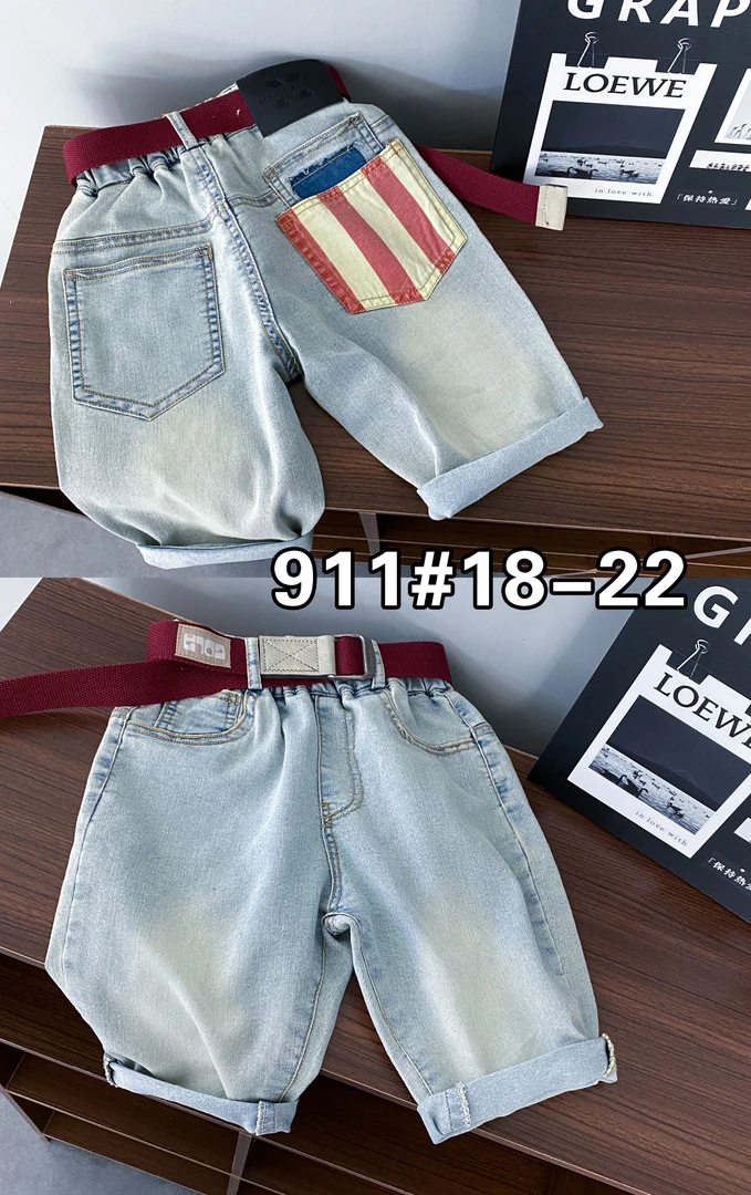 潮流宽松韩版儿童夏装牛仔裤时尚夏季小童中裤夏季薄款