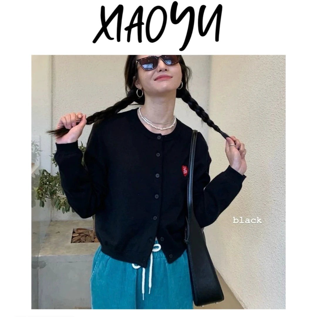 【爱心刺绣】韩系爱心刺绣针织衫长袖开衫百搭显瘦针织开衫纯色