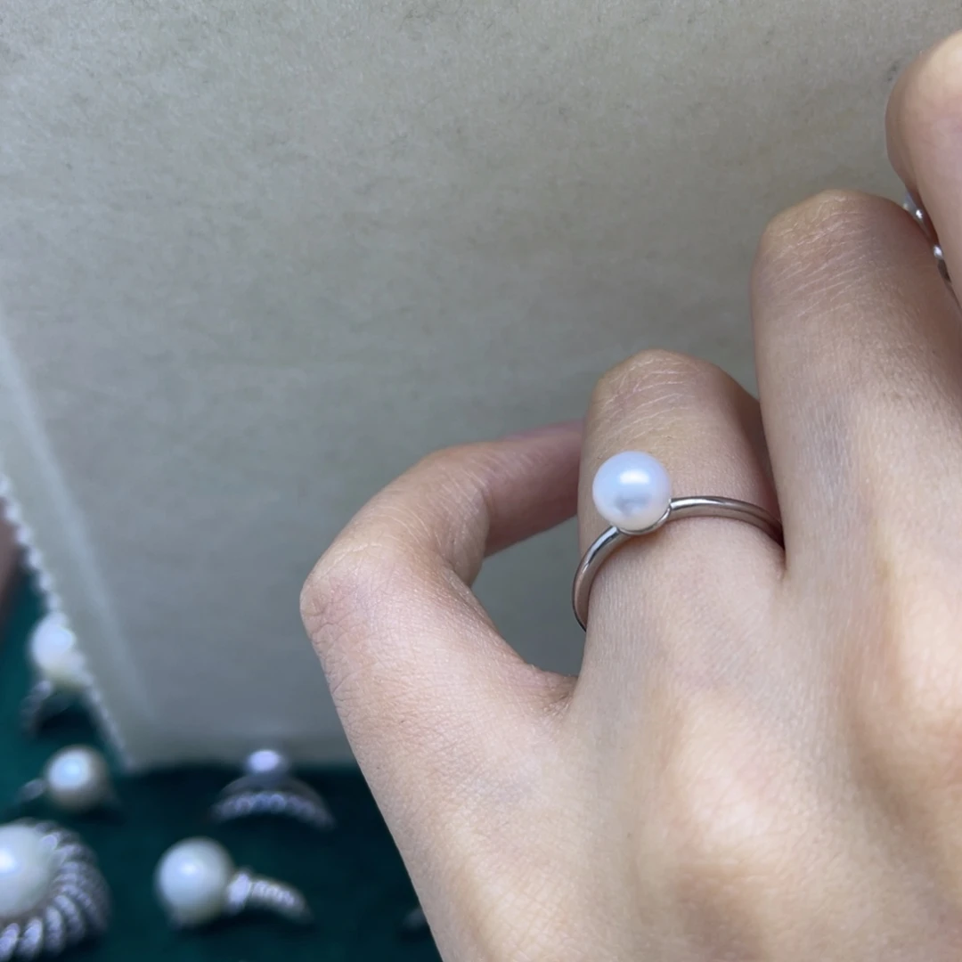 淡水珍珠银S925镶嵌戒指