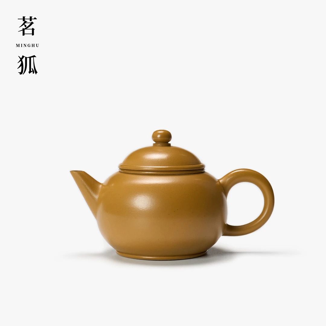 【吴炫杰·水平】黄金段泥潮州手拉壶 全手工土水茶具汉瓦开运竹节壶