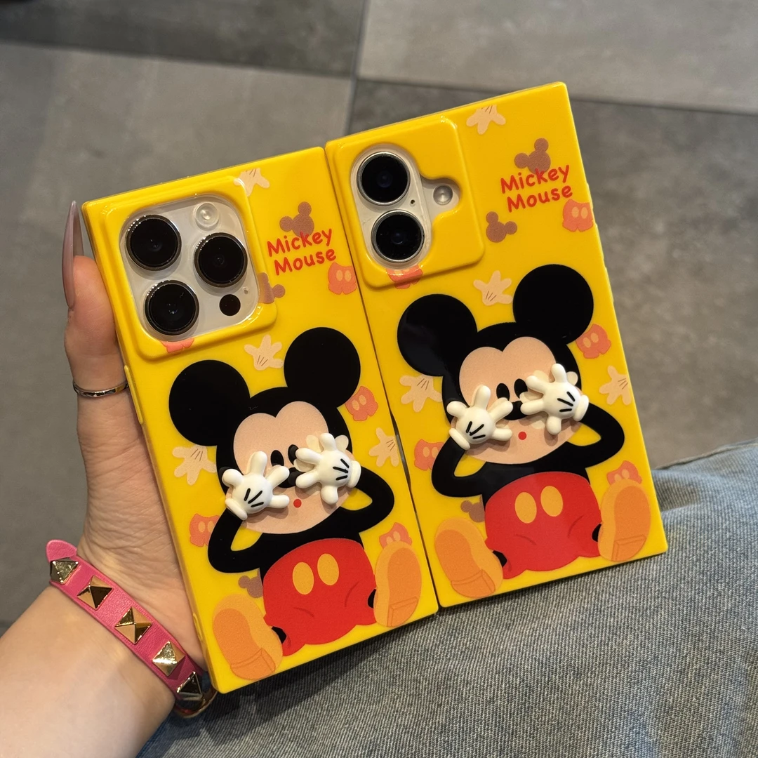 GGBond立体手掌米奇适用苹果16/15promax冰晶方块14手机壳13/12套