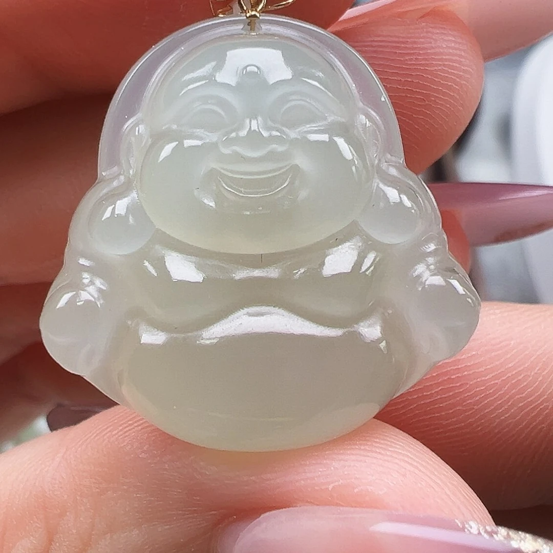 颈饰18K金镶嵌和田玉