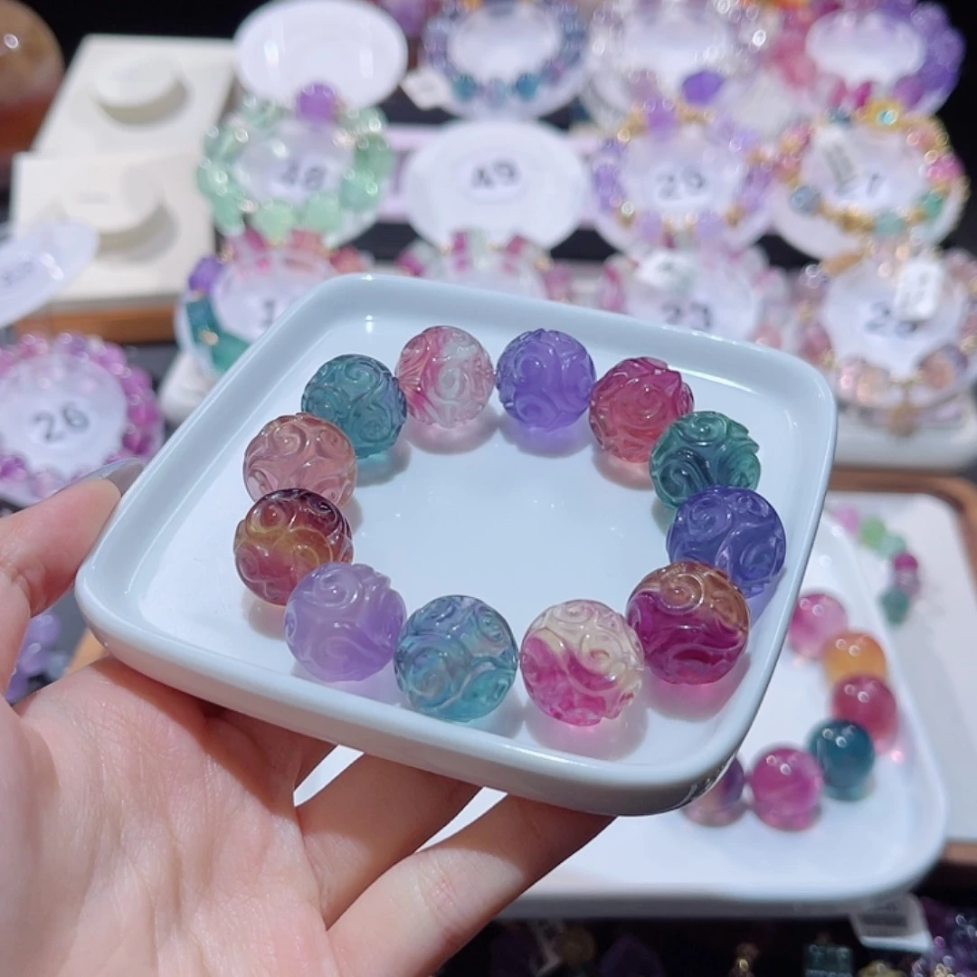 水晶手串未镶嵌靥****祥云萤石