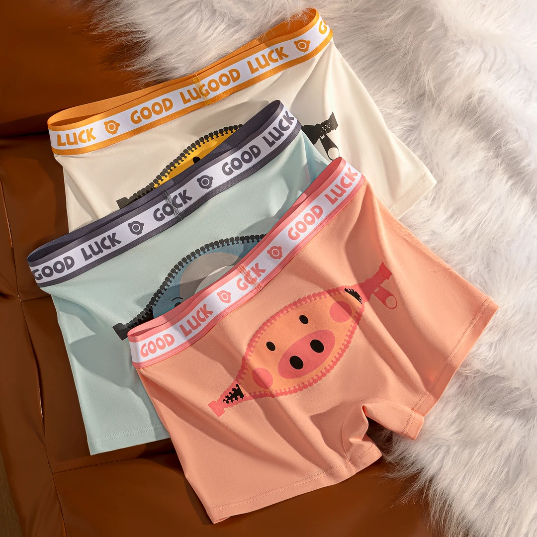 新款男士内裤卡通搞怪可爱舒适透气亲肤纯棉送男友平角内裤