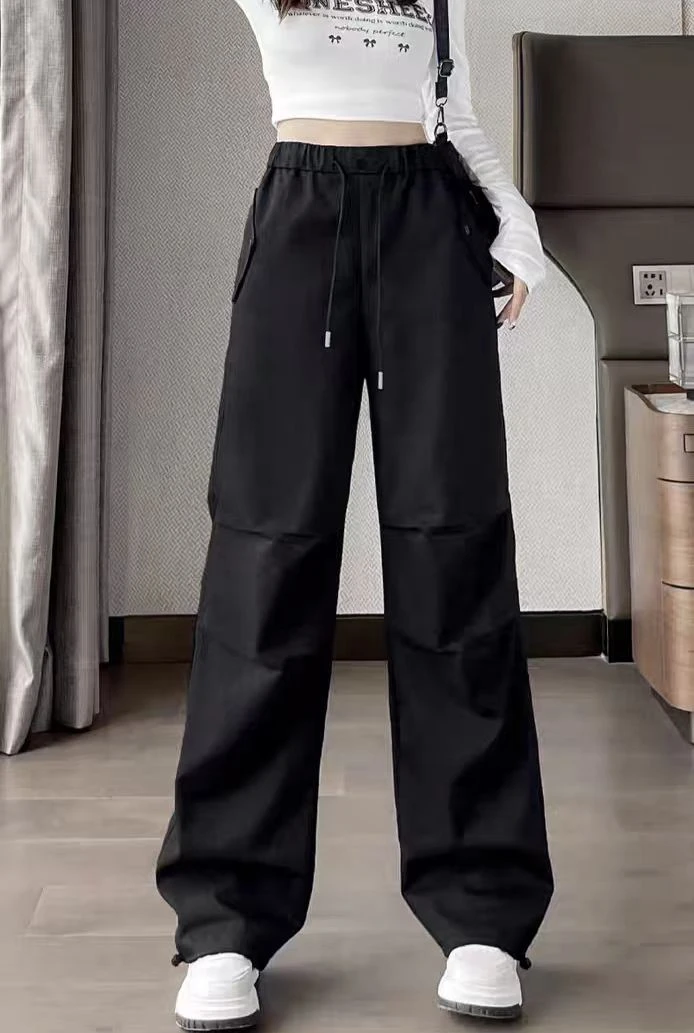 美式工装裤女高腰显瘦阔腿运动裤子6802(3楼前)