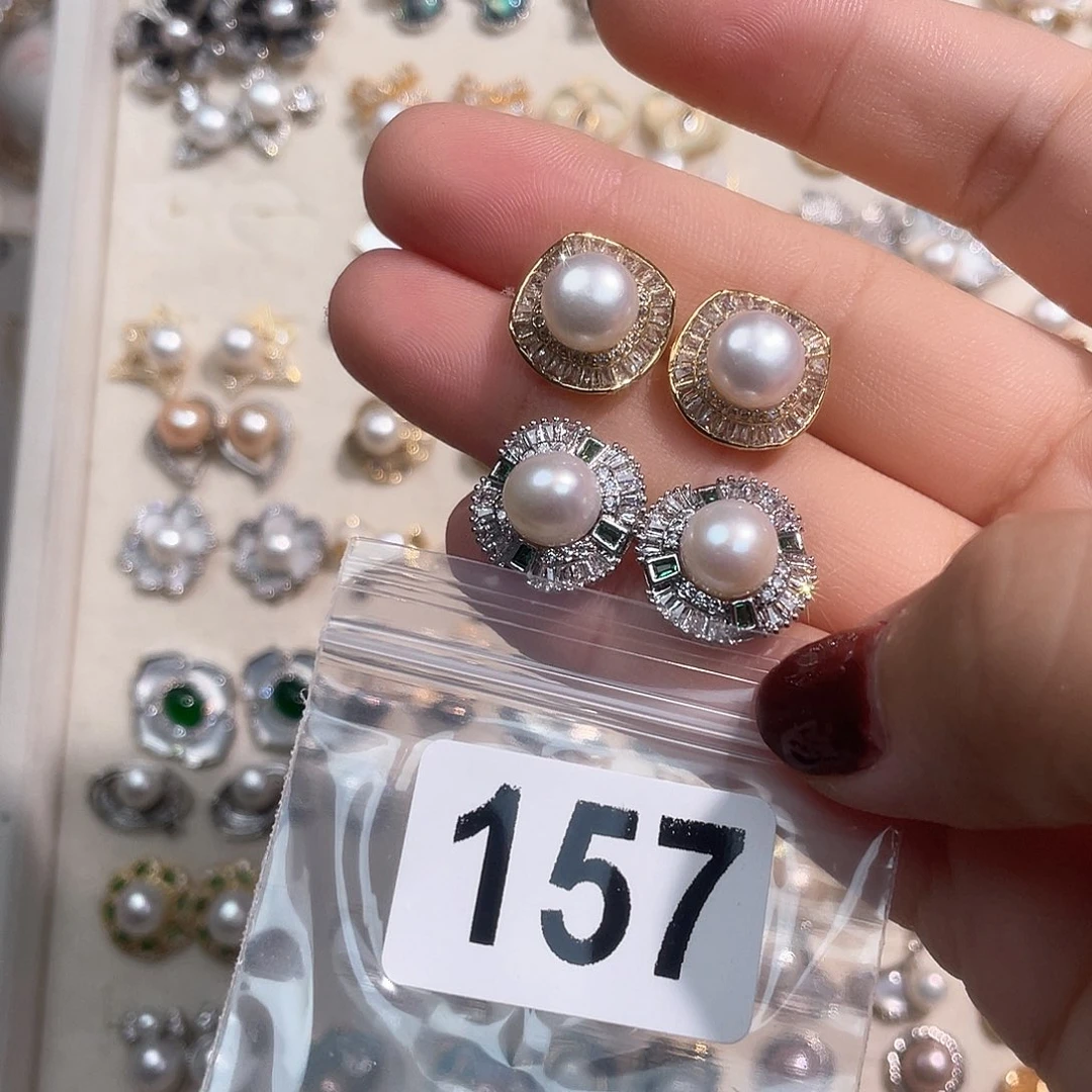 合金淡水珍珠耳饰