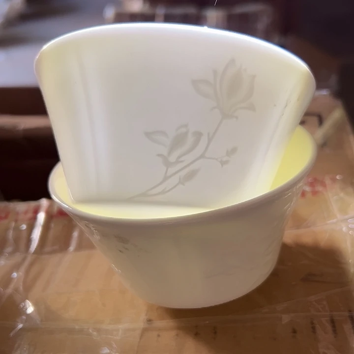 国营尾货骨瓷玉兰碗一对