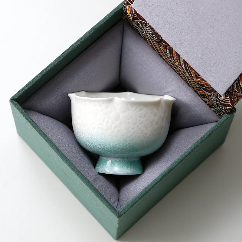 成铮窑变结晶茶杯单杯大容量花口喝茶杯子主人杯个人专用功夫茶盏