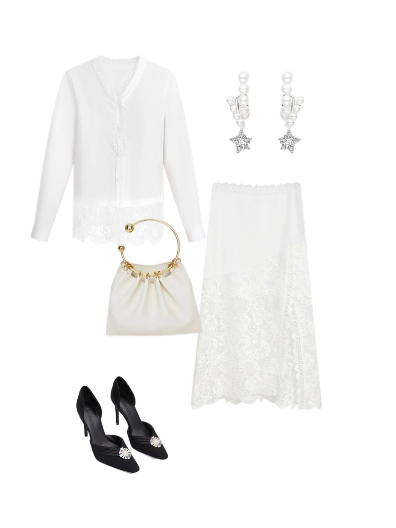 “蕾丝赋形”设计师原创重工刺绣复古蕾丝衬衫双层雪纺衬里防透衬衫