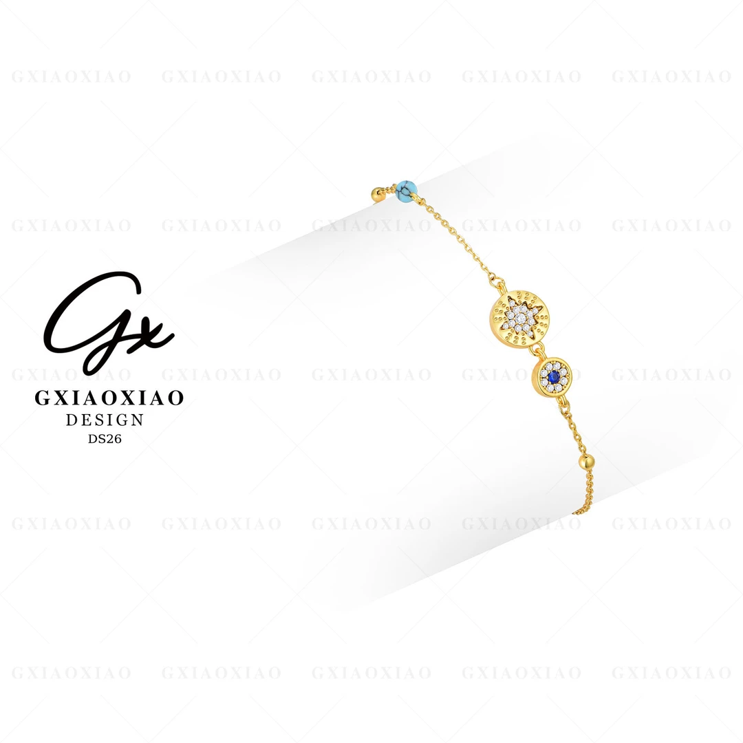 G XIAOXIAO 镀K金 轻奢时尚高级感圆盘流星百搭手链 DS26