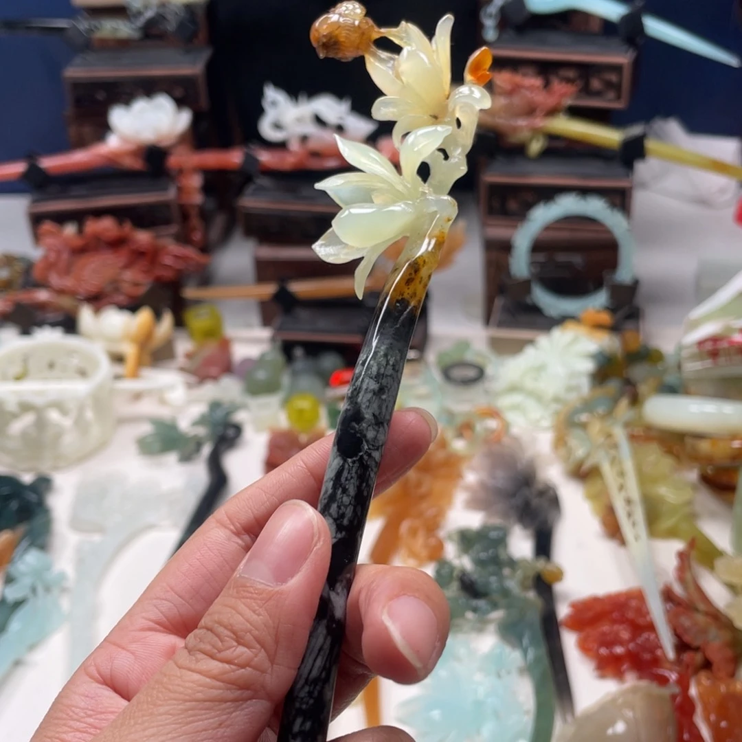 【闪购商品】蛇纹石玉发饰未镶嵌C*t