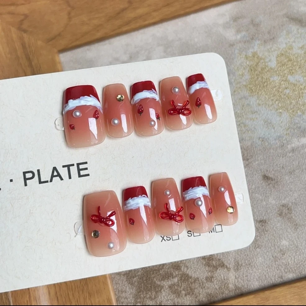 手工穿戴甲ins风显白高级气质少女甜妹风新短方美甲贴59