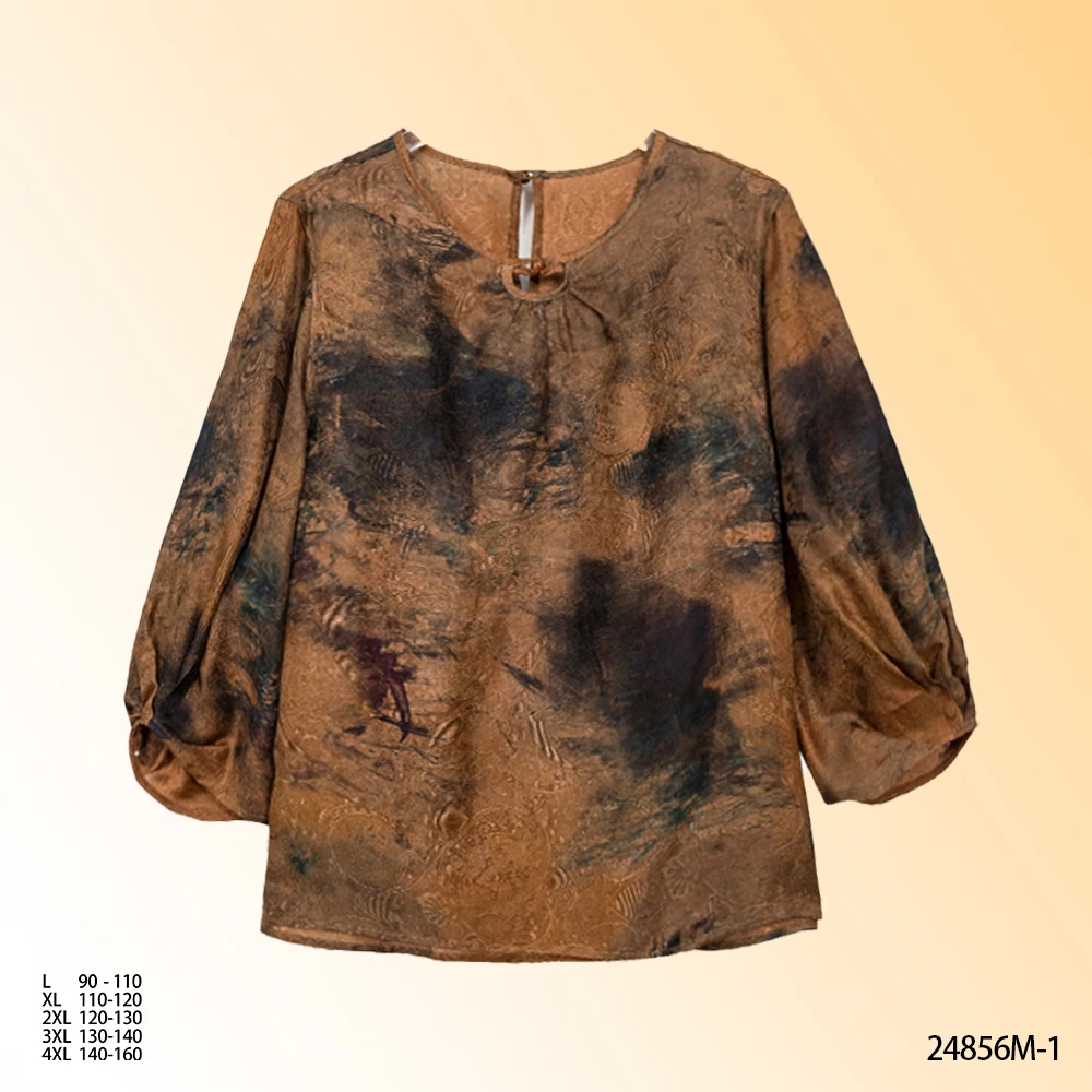 2025新款女士中式绞萝印花水墨画双面穿上衣外套24856M-1