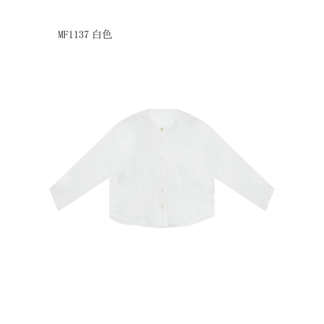 【麻訪家】MF1137白色文艺简约宽松休闲百搭长袖开衫上衣