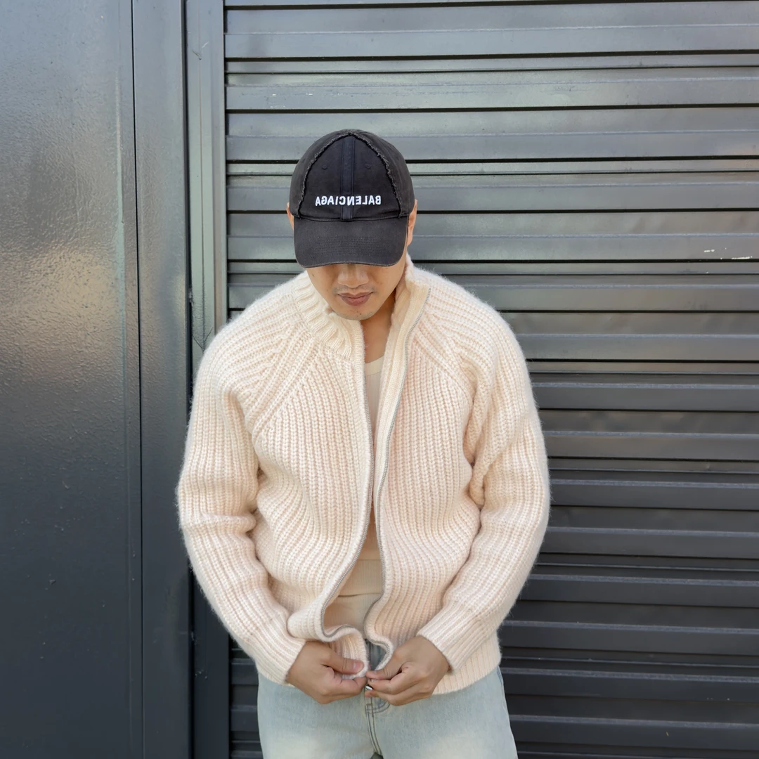 Four Seasons~粗针立领毛衣~三针工艺设计师款~插肩拉链羊毛衣男