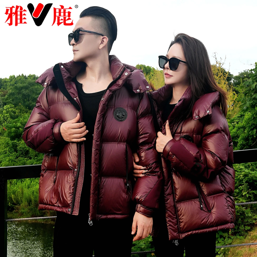 V/雅鹿正品反季短款高品质冬季加厚男女士情侣装休闲情侣穿搭