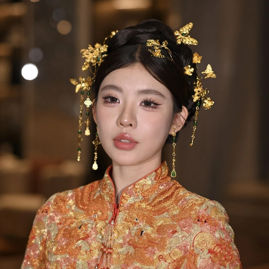 GZ395秀禾头饰新娘头饰婚饰奢华唯美复古古风简约宫廷金色龙凤褂