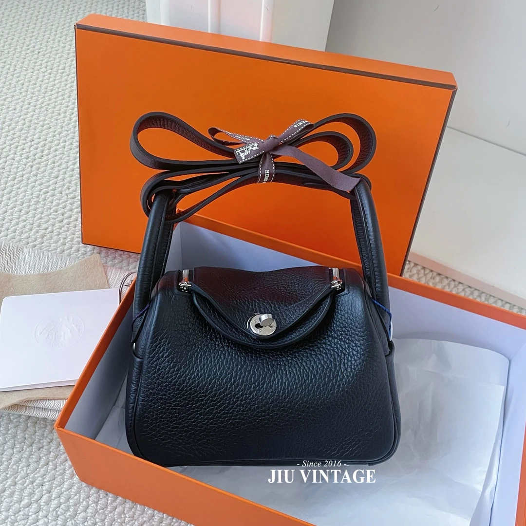 99新 Hermes/爱马仕 mini lindy黑银盒子尘袋闲置K刻 BJM12-2174