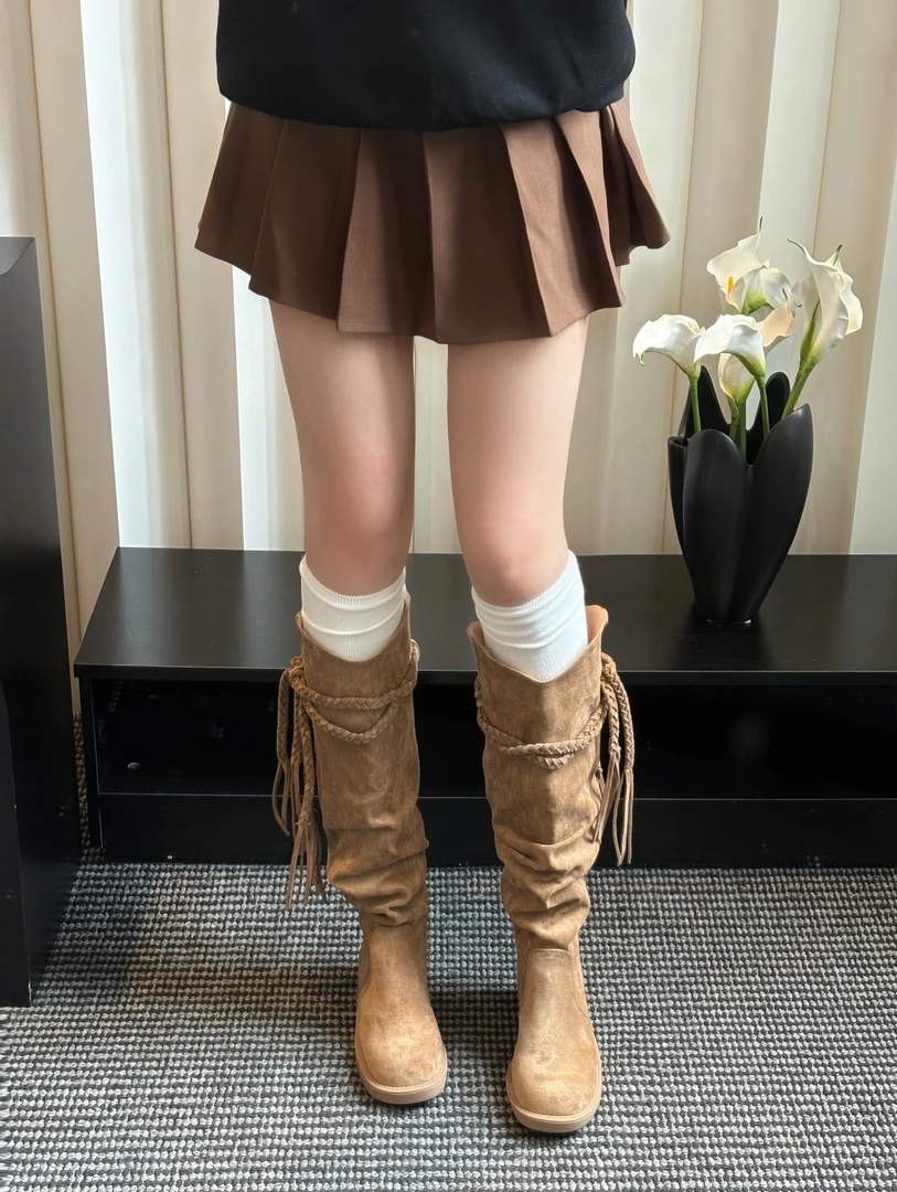【xiaolaoban】弹力靴 百搭长筒秋冬时装靴大码女靴