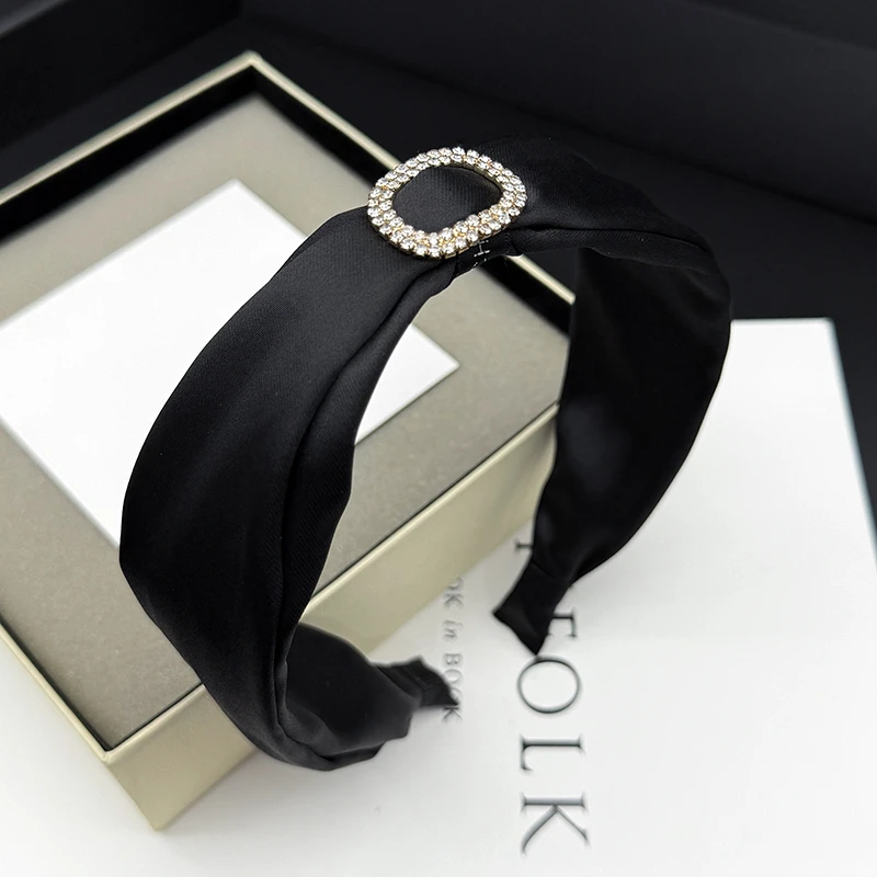 2025新款韩版发箍镶钻宽边头箍发饰黑色发窟头饰女高级感压发头饰