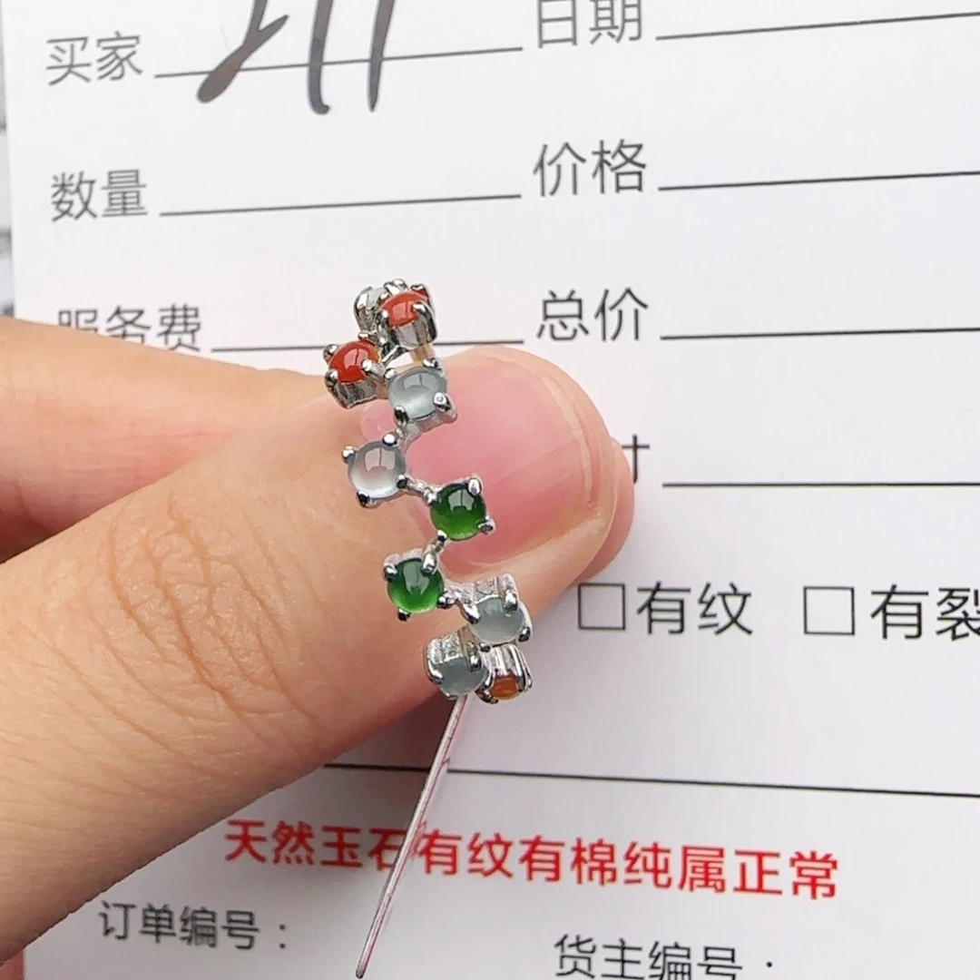 翡翠戒指银S925镶嵌戒指