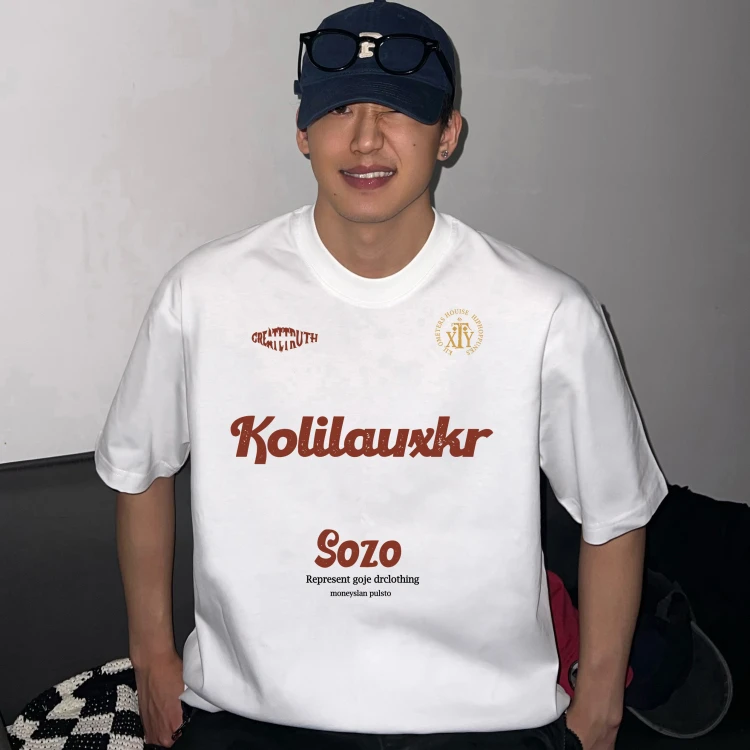 HIP潮牌美式印花短袖t恤男女夏季重磅纯棉情侣款休闲百搭半袖上衣