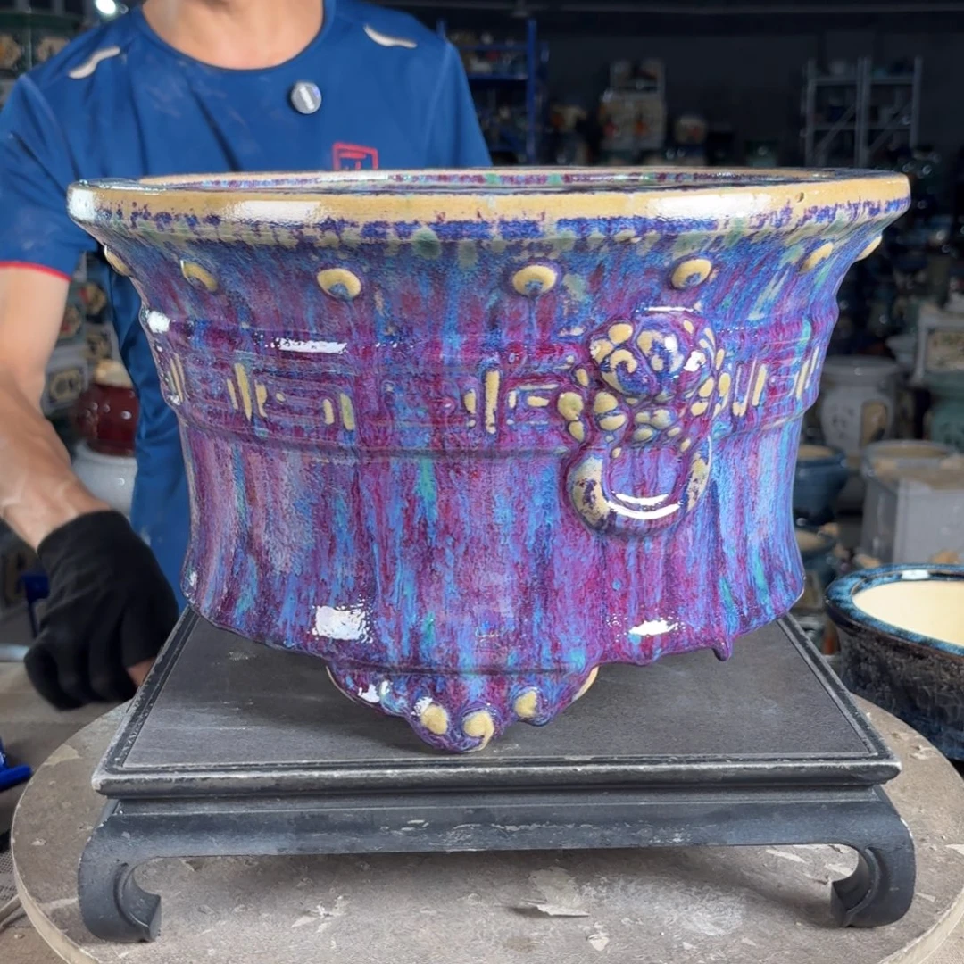 一风堂石湾花盆 内29*17气孔微瑕