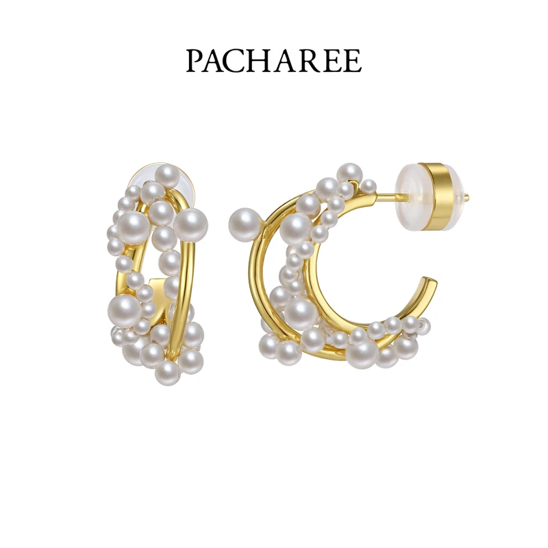 合金仿珍珠耳饰 玲珑流光系列玲珑流光耳钉-500064-2