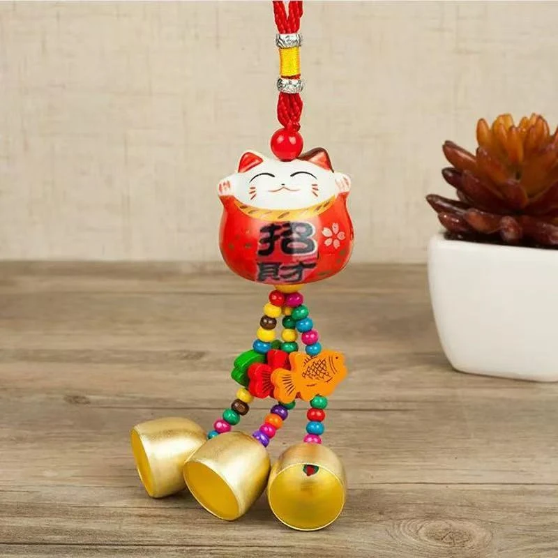 【王家陶瓷】SF-红色车载招财猫挂件