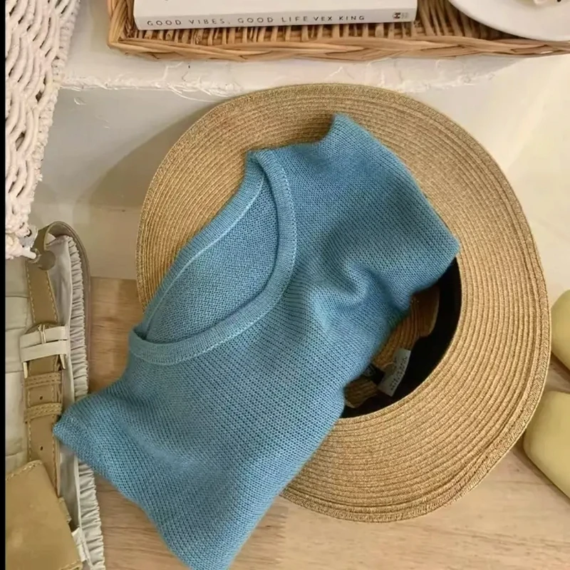 韩系透气柔软多巴胺圆领套头针织罩衫女春夏宽松洋气净版长袖上衣