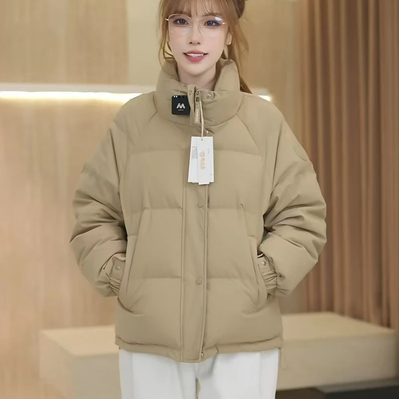 y白鹅绒羽绒服加厚显瘦白搭保暖宽松洋气短款立领简约时尚外套