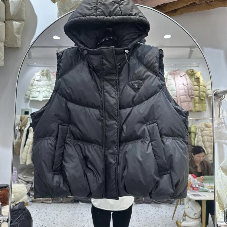 【300斤胖妹妹】复古棉服马甲女时尚连帽百搭秋冬保暖马夹背心外套