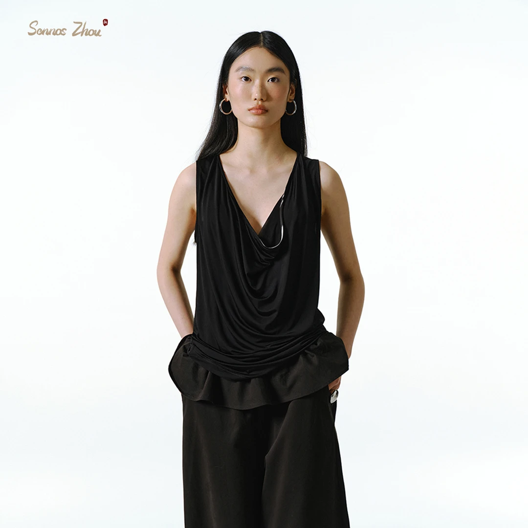 sennos zhou净化 撞色深垂荡上衣C57020