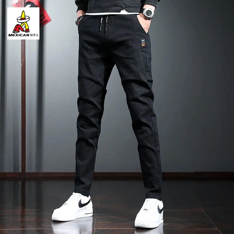 稻草人秋季男士休闲裤2025新款修身直筒裤子爆款潮牌百搭小脚长裤