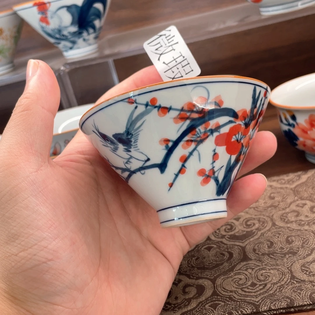 釉下手绘茶具微瑕