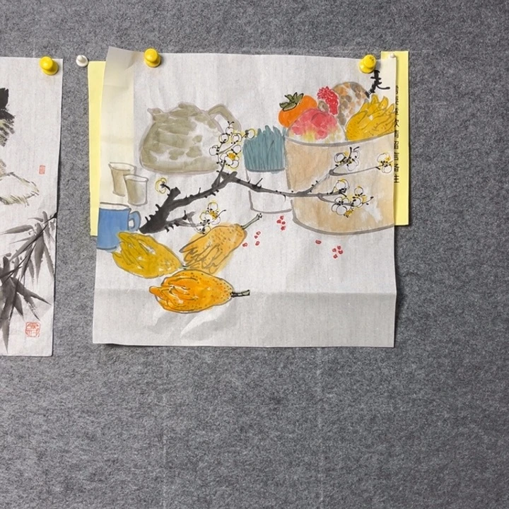 竖款大鱼书画艺术作品