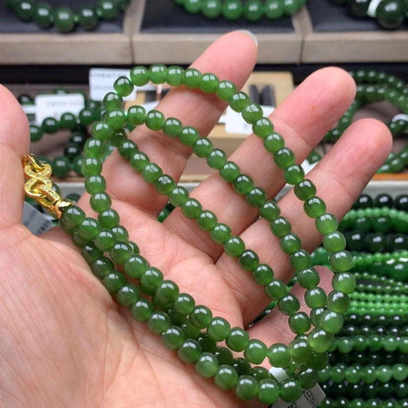 【闪购商品】颈饰未镶嵌和田玉（碧玉）冰辣6mm老型珠