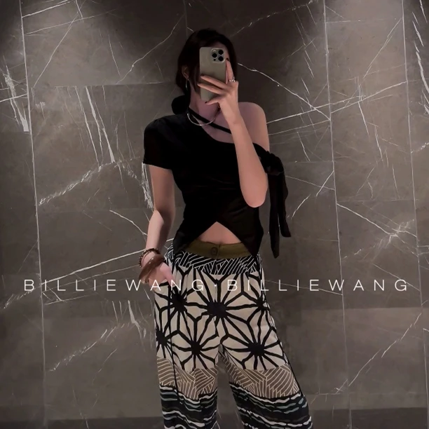 BW独立设计师 | 情话 |超细羊毛斜肩绑带半袖上衣