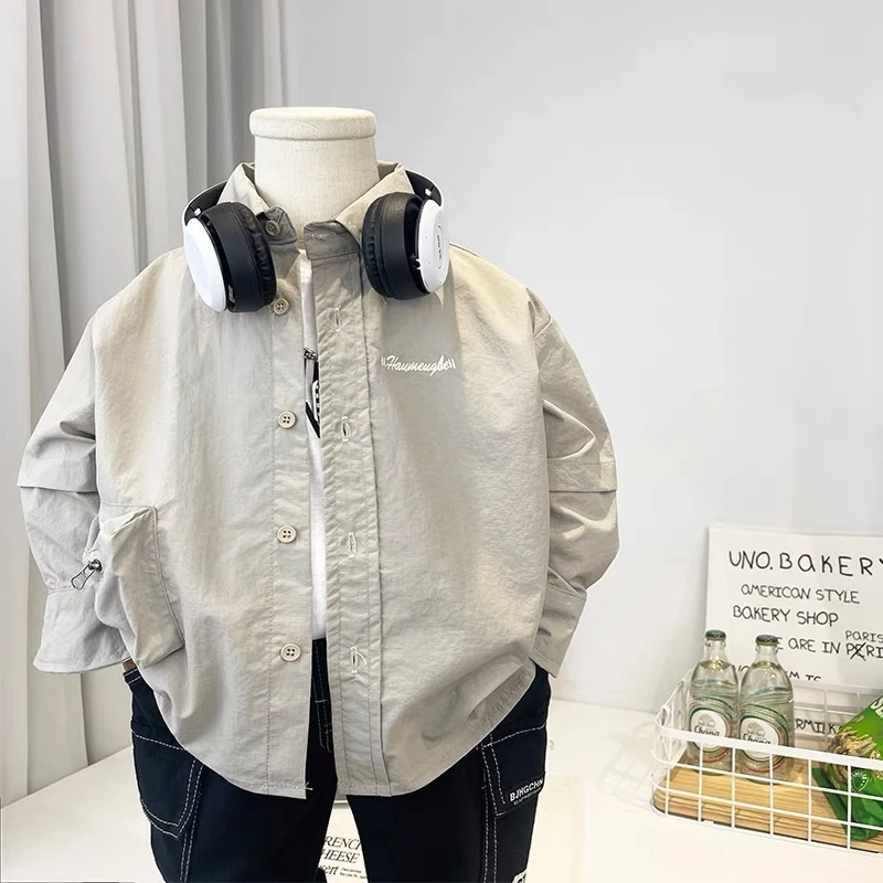 2044时尚潮流百搭洋气流行春秋男女童刺绣立体衬衫