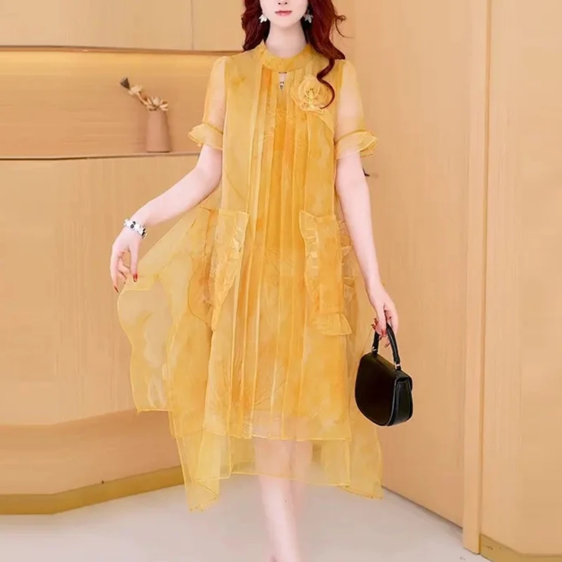 【连衣裙】夏季新款时尚气质高贵洋气百搭阔版显瘦减龄宽松连衣裙子